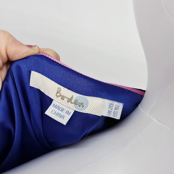 Boden Eden Wrap Dress Midi Floral Blue 16L - Picture 6 of 8